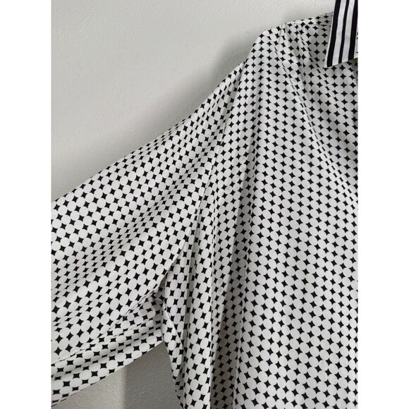Max Studio Womens Diamond Print Button Up Top Sz 3X Geometric Career Business - Picture 2 of 8